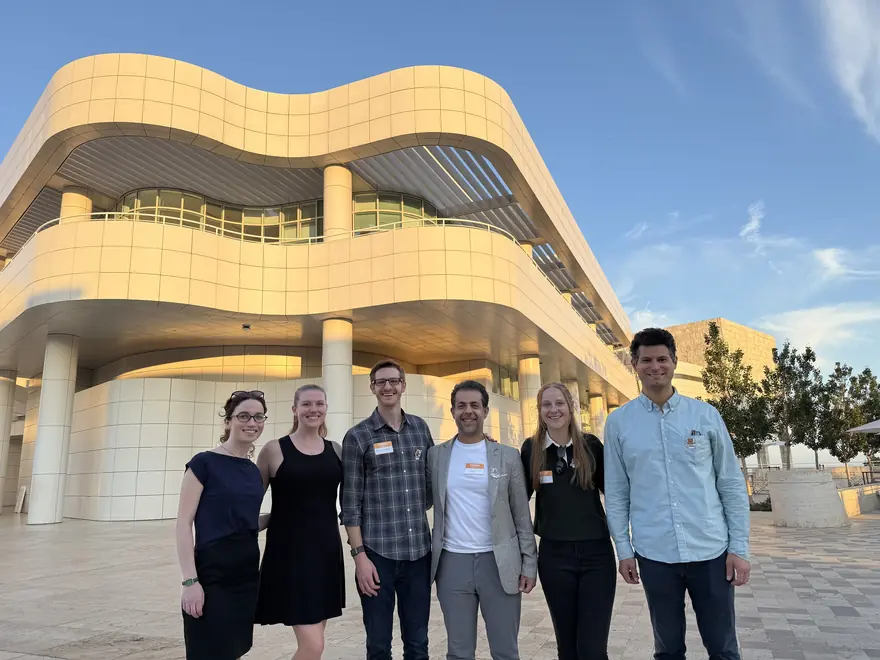 Pirros teammates outside the Getty Center in Los Angeles