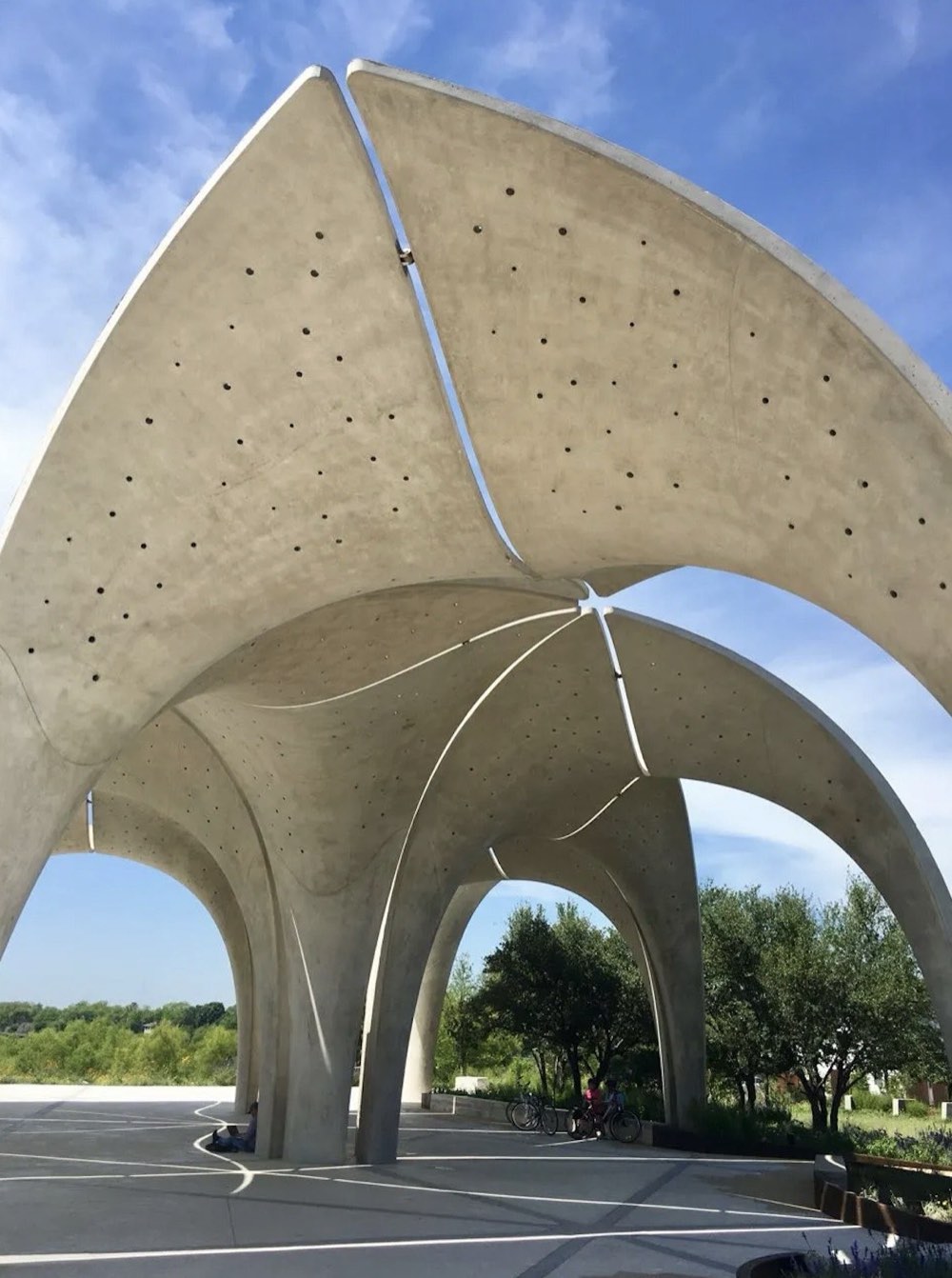 Macro shot of a concrete pavilion structure