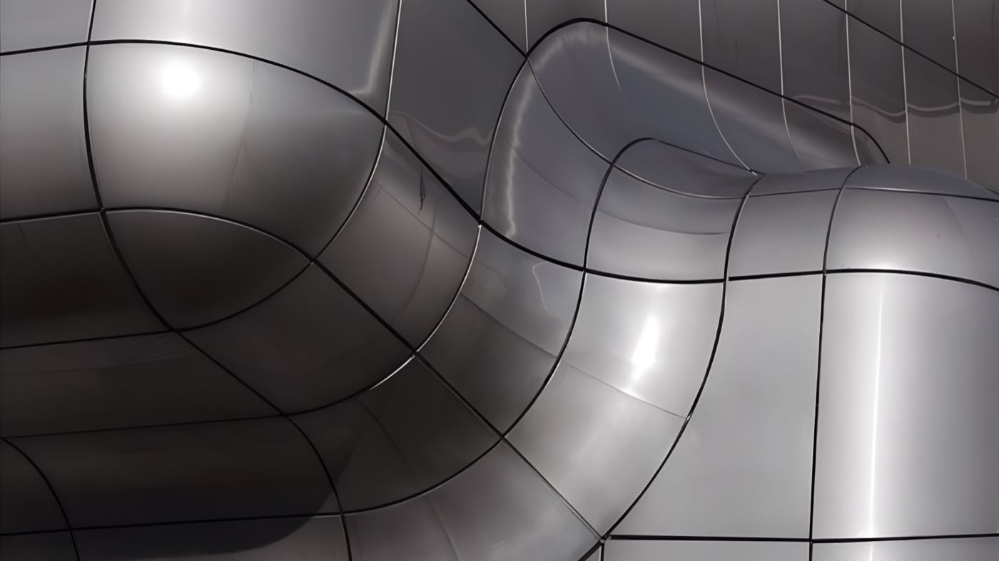 Close-up of metallic architectural curves